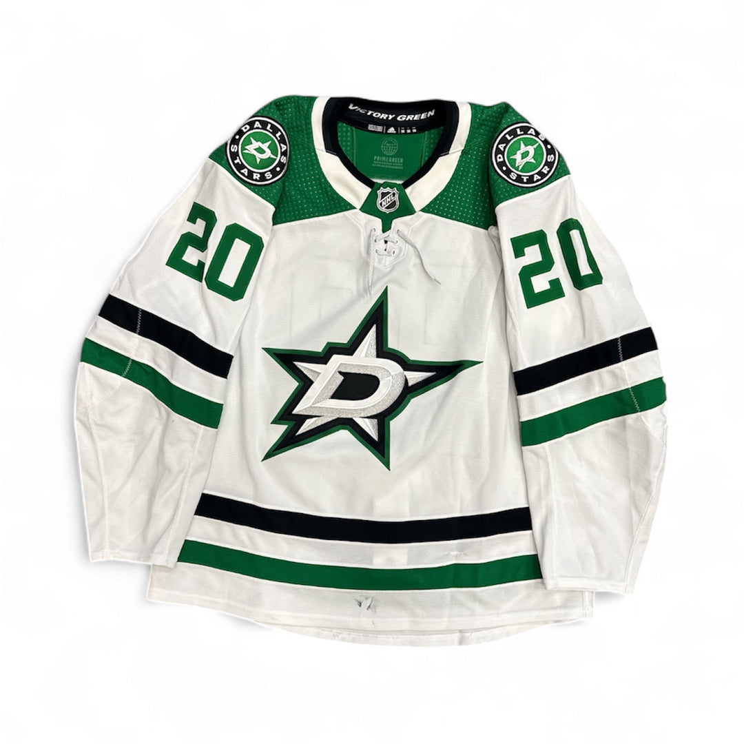 Photo of Dallas Stars #20 Suter Game Worn Jersey Away White - Front View
