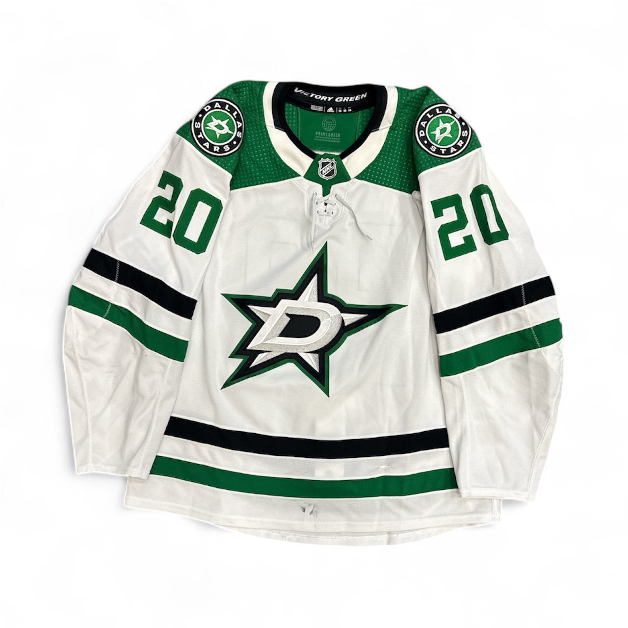 Photo of Dallas Stars #20 Suter Game Worn Jersey Away White - Front View