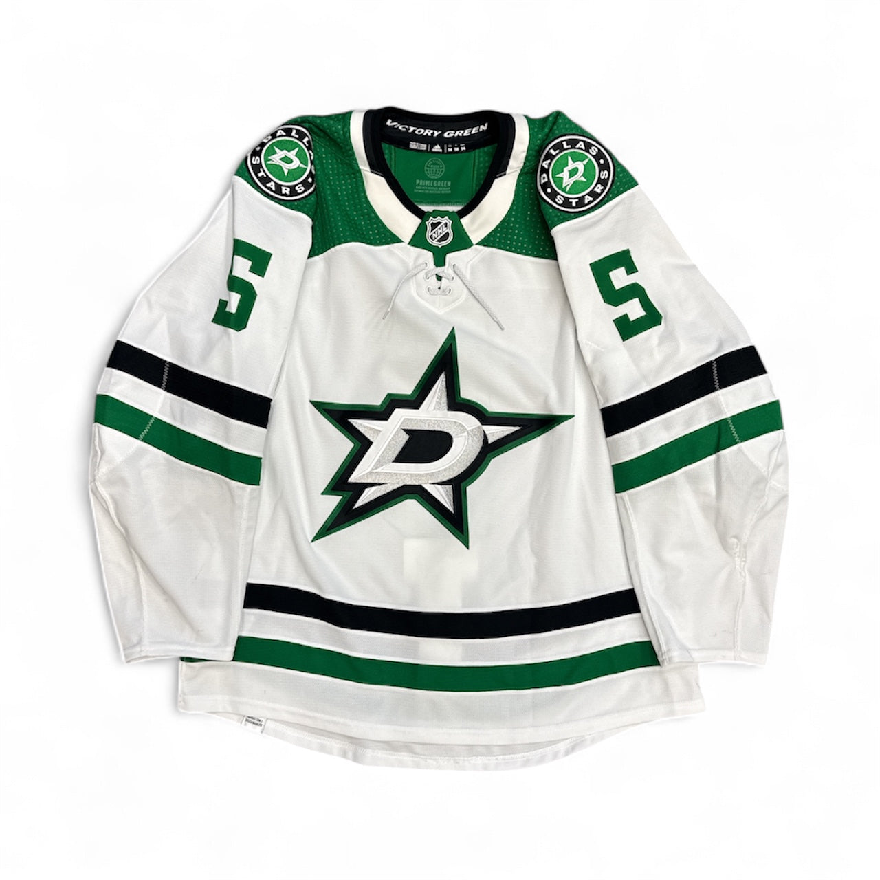 Photo of Dallas Stars #5 Lundkvist Game Worn Jersey Away White - Front View
