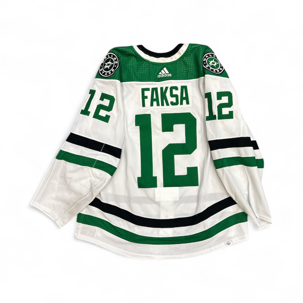 Photo of Dallas Stars #12 Faksa Game Worn Jersey Away White - Back View