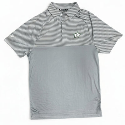 Photo of Dallas Stars Levelwear Classic Stripe Polo in Grey - Front View