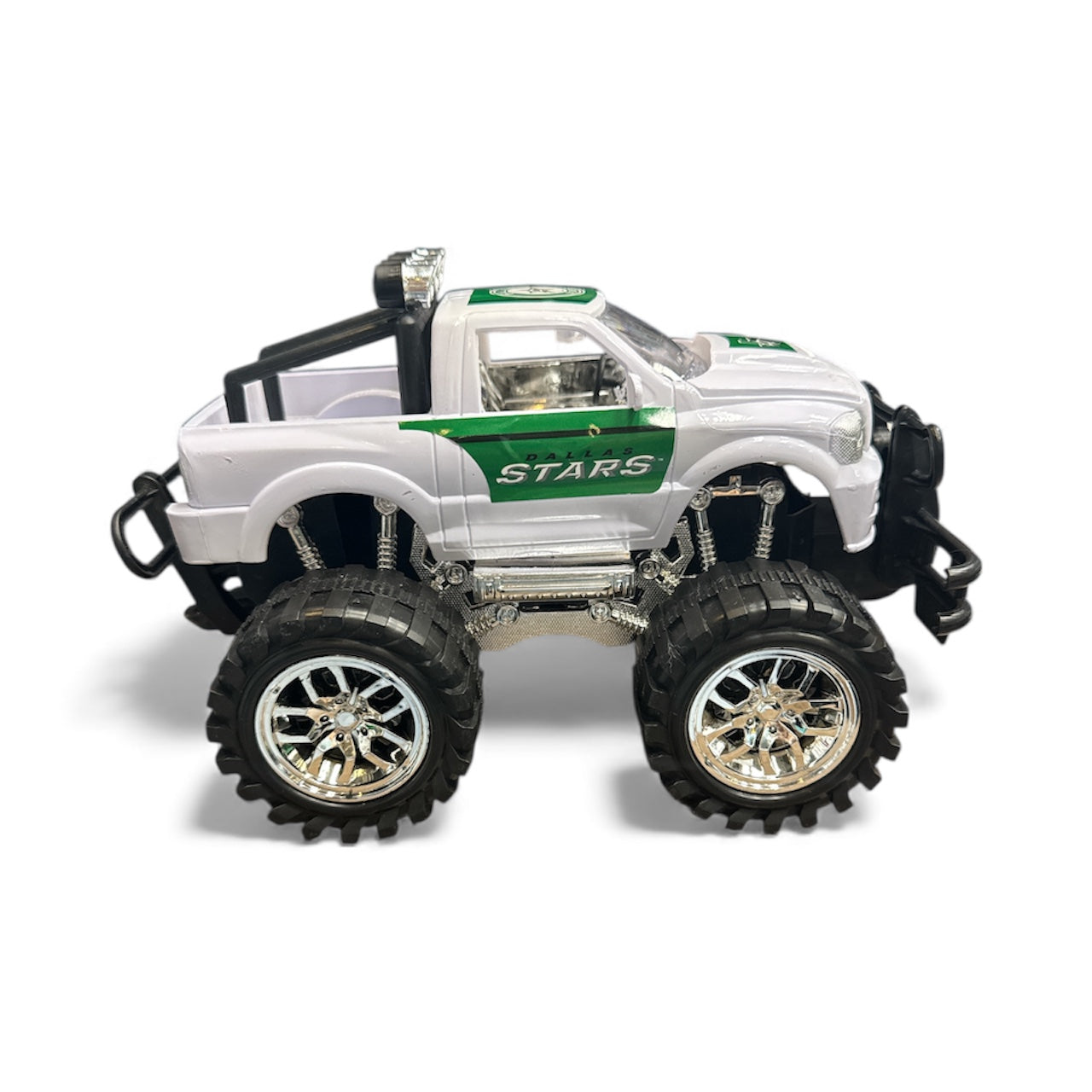 Dallas Stars Toy monster truck with large wheels on a white background side view