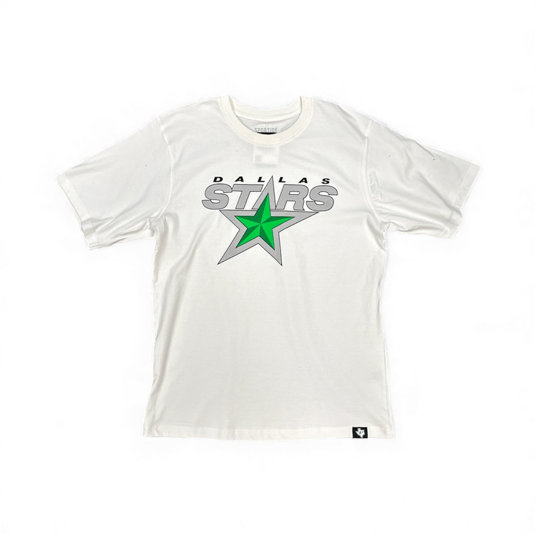 White t-shirt with 'Dallas Stars' logo on a white background