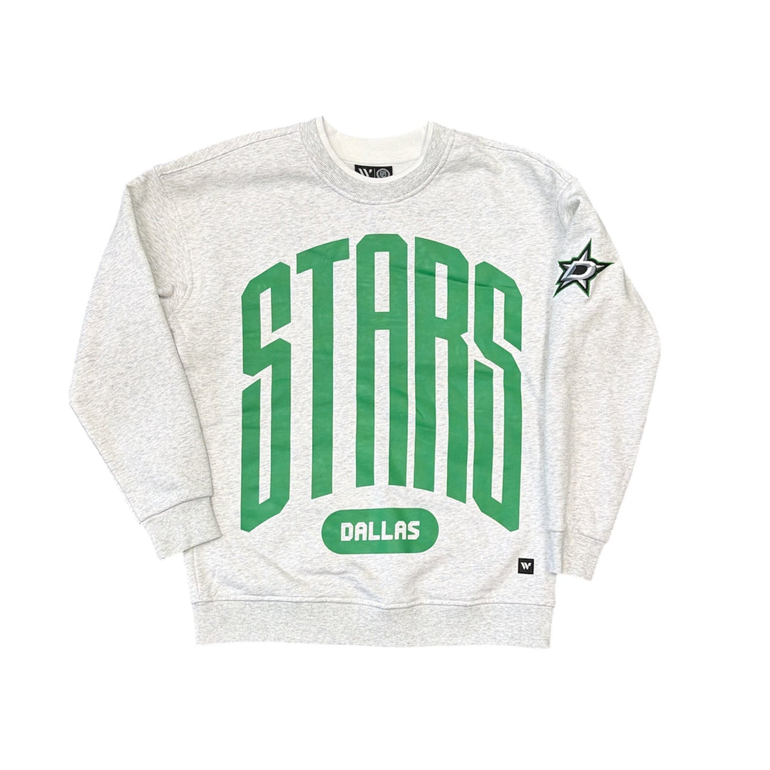 Gray sweatshirt with green 'STARS' text and logo on a white background
