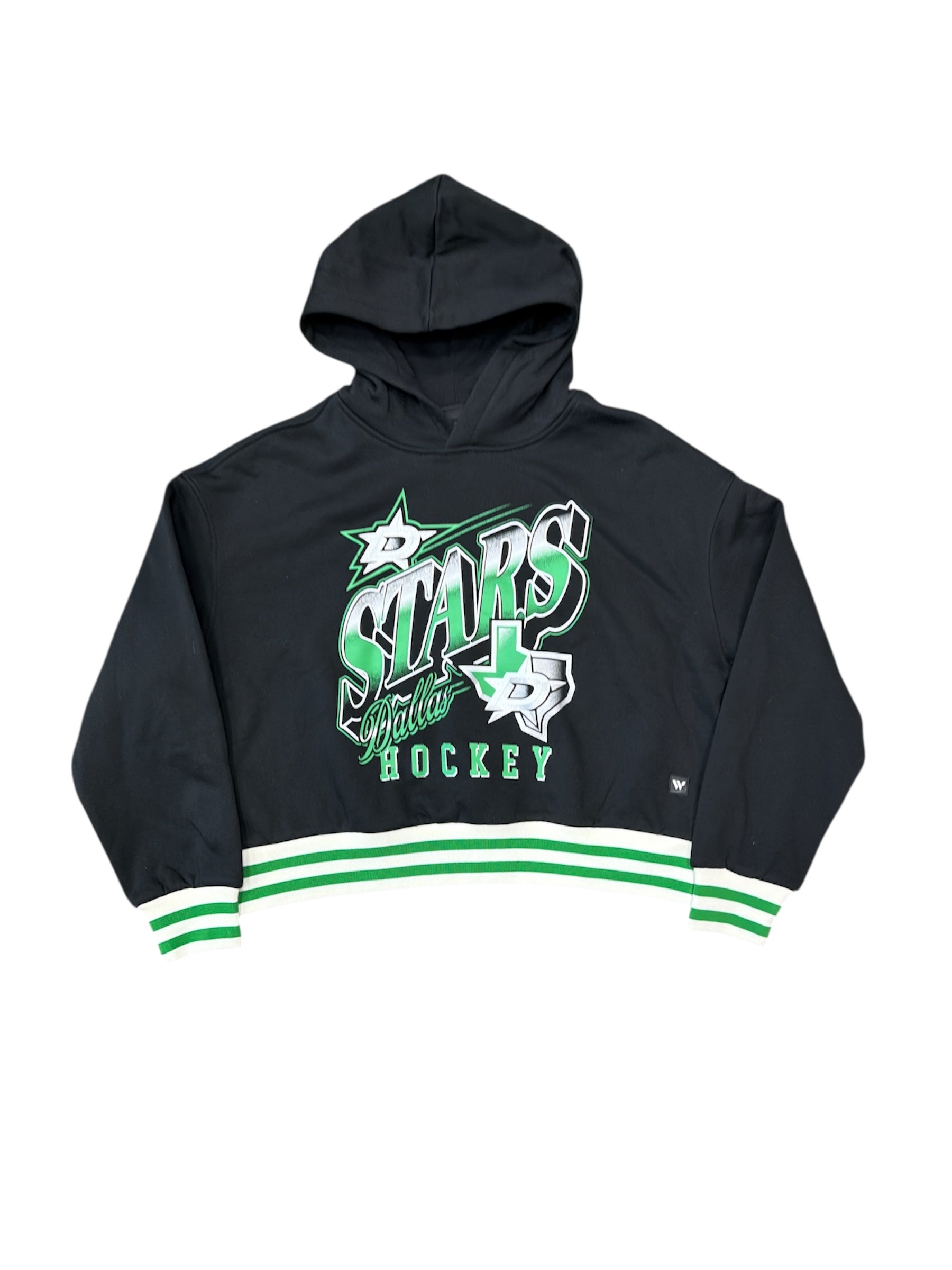 Black hoodie with 'Stars Hockey' text and logo on a white background