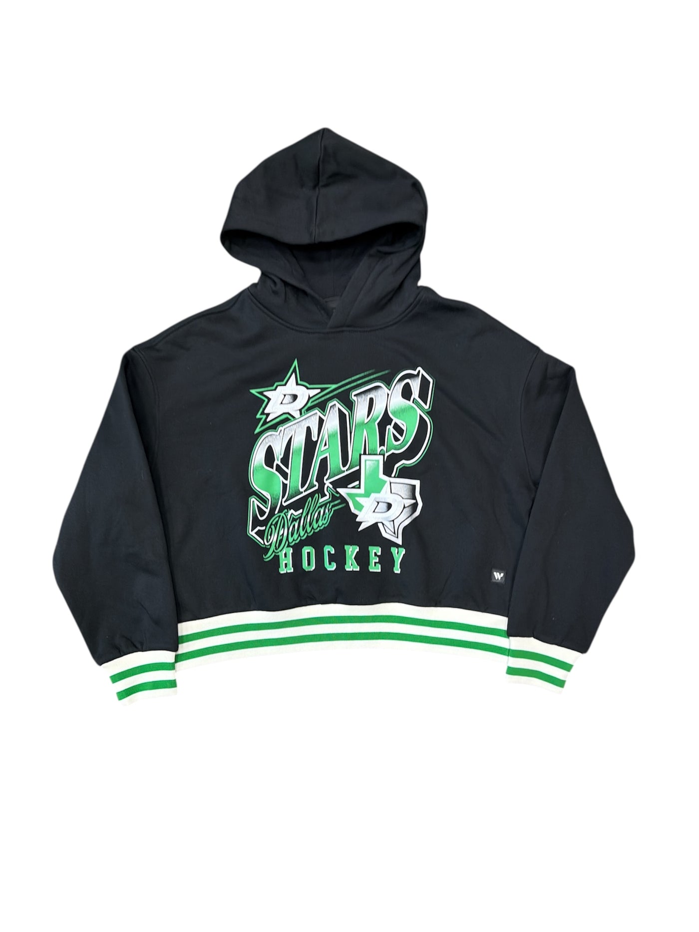 Black hoodie with 'Stars Hockey' text and logo on a white background