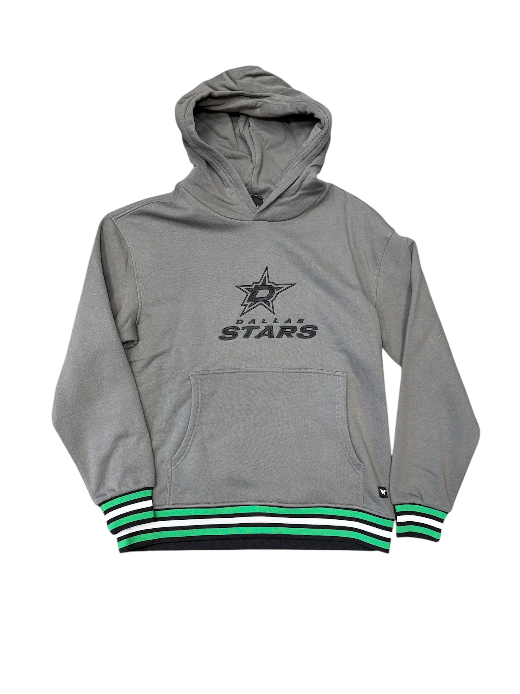 Gray hoodie with Dallas Stars logo on a white background