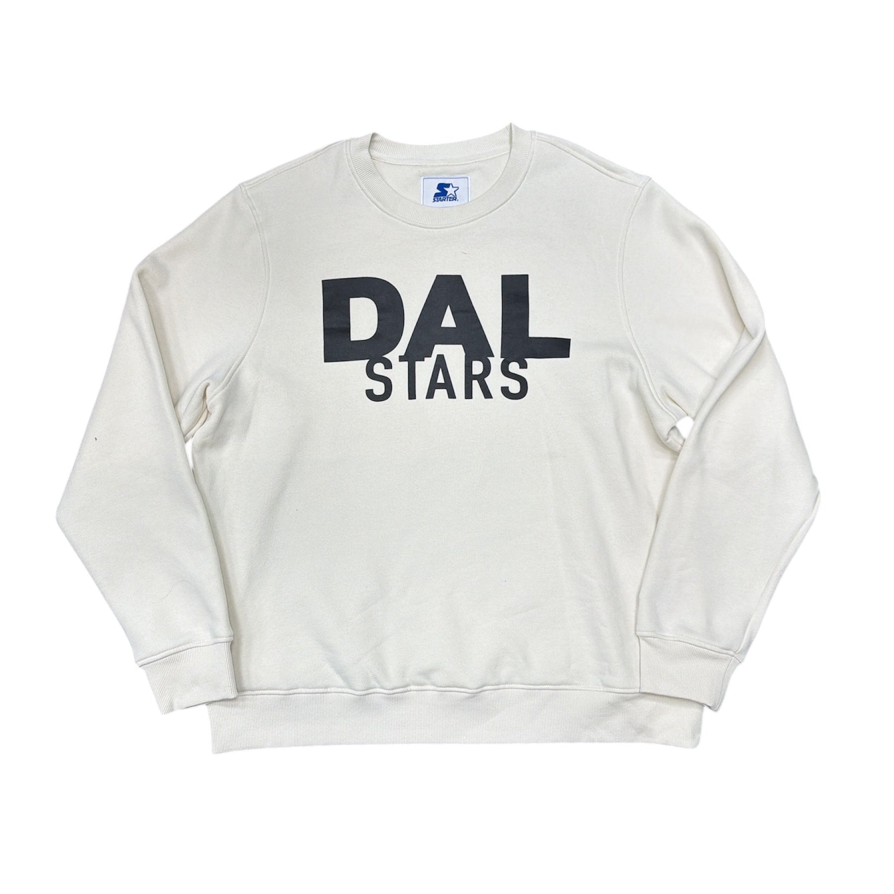 Crewneck sweatshirt with 'DAL STARS' text on a white background