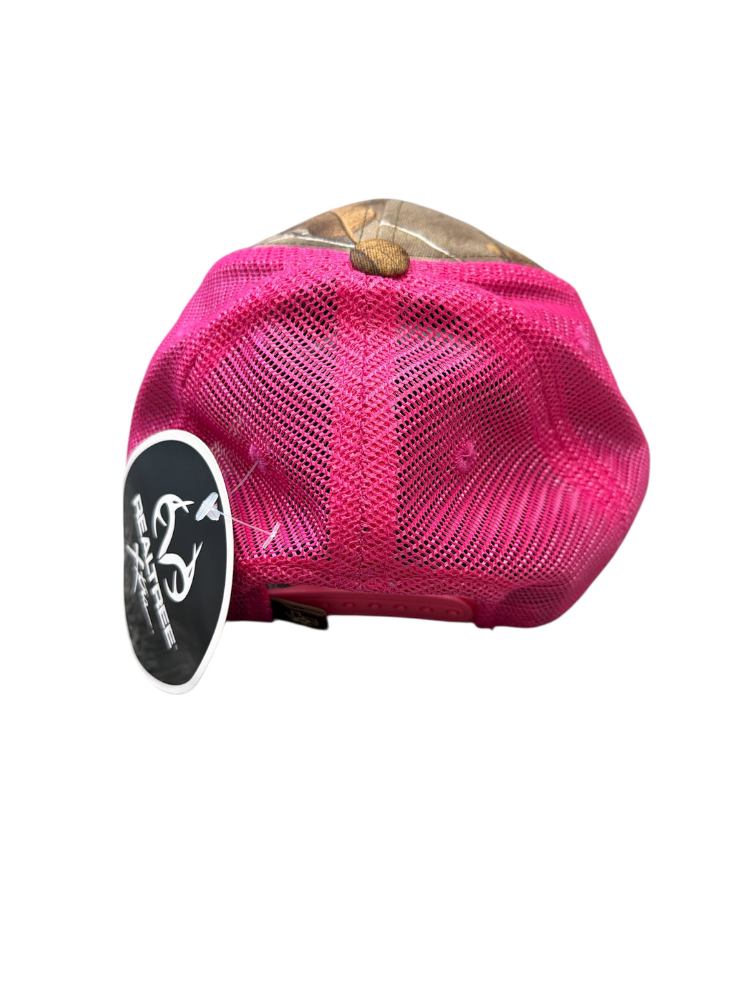 Pink mesh cap on a white background