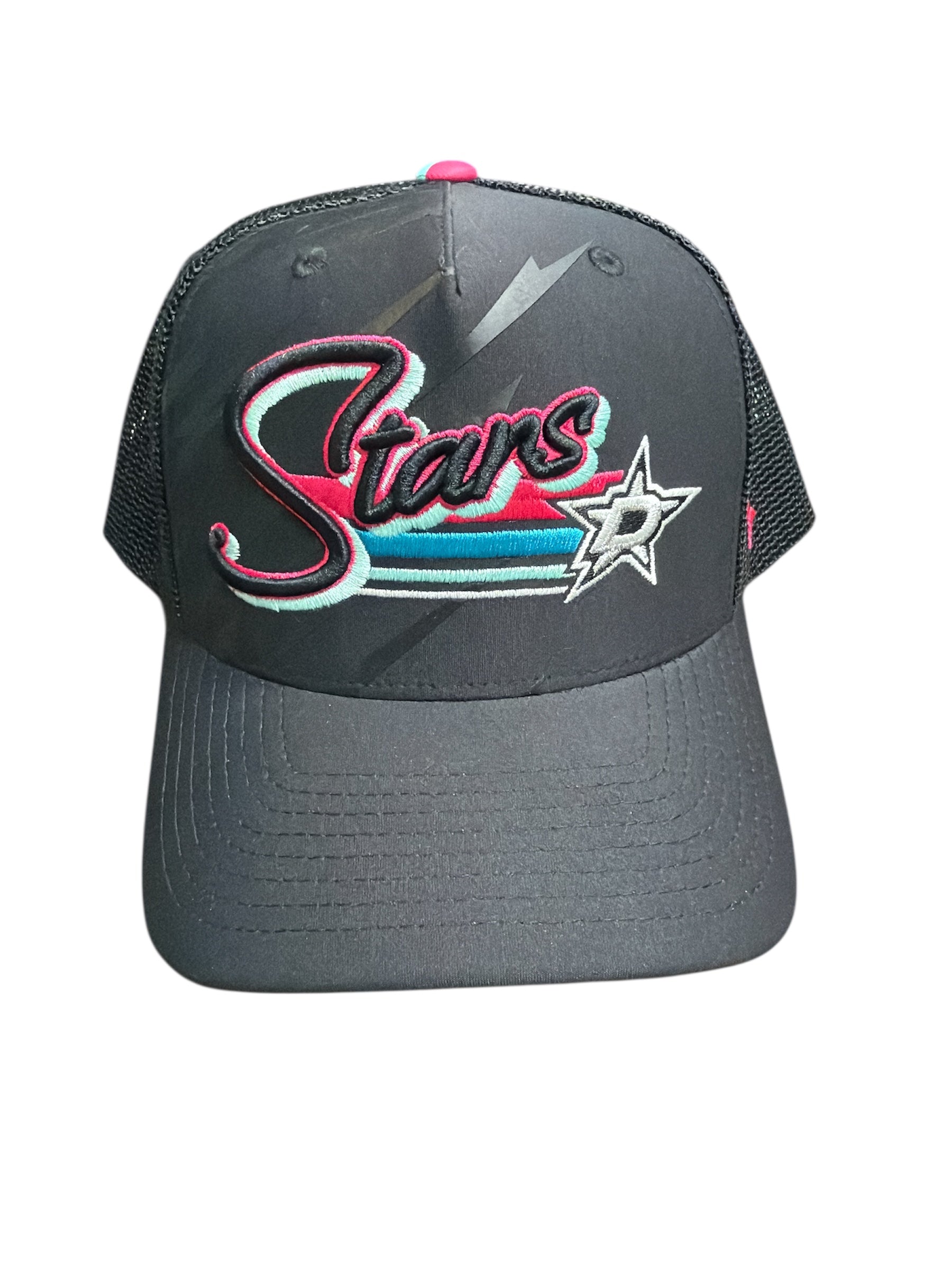 Black cap with 'Stars' logo and star design on a white background