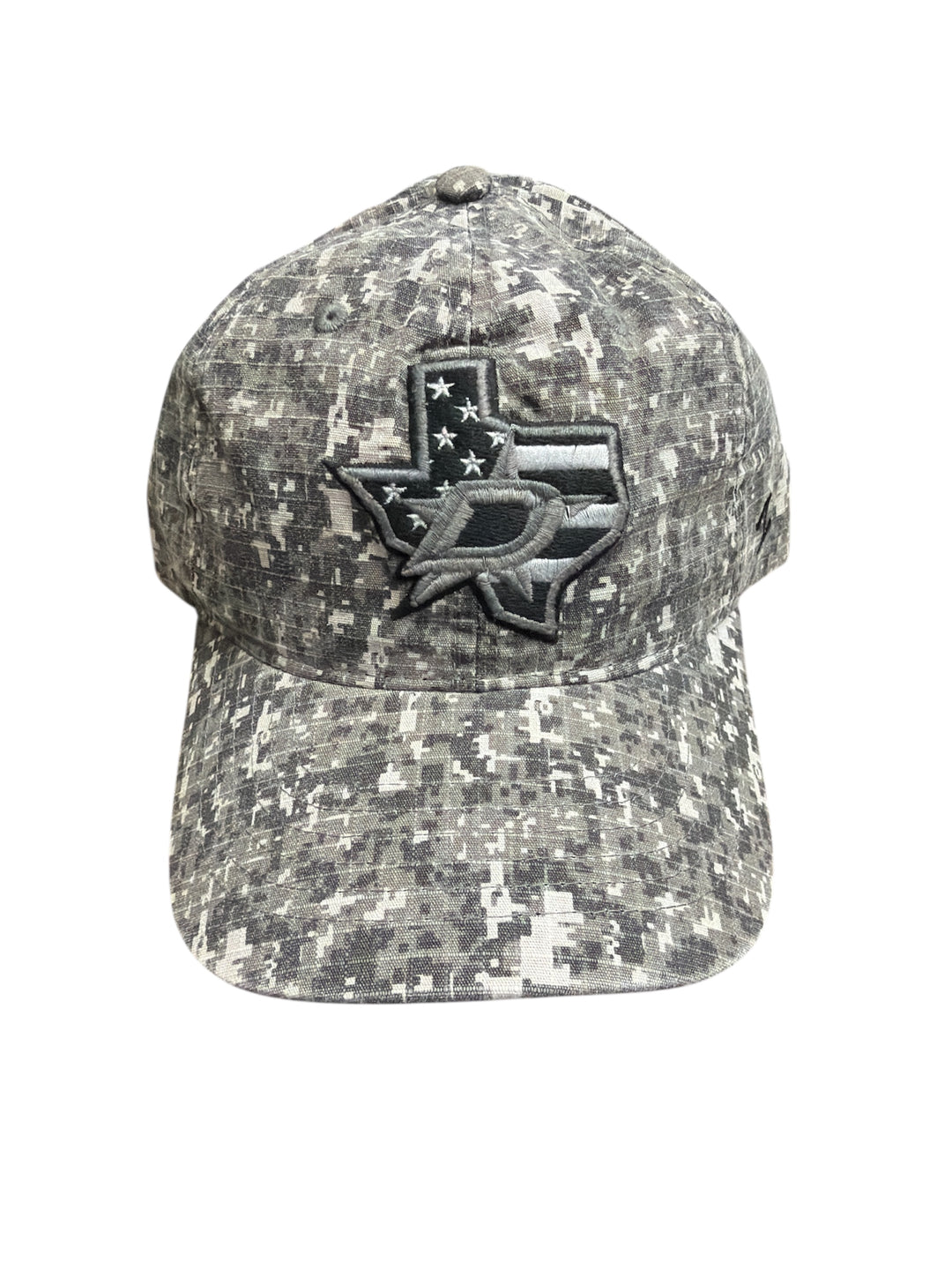 Digital camouflage cap with a Dallas Stars logo on a white background