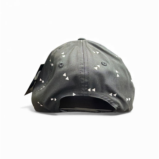 Black cap with triangle pattern on a white background