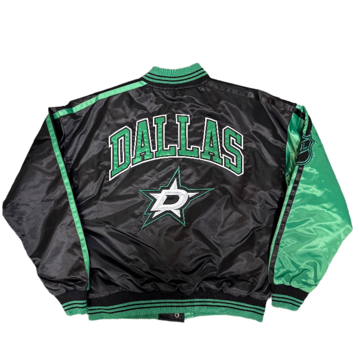 Photo of Dallas Stars Starter Women's Satin Full Snap Jacket - Back View