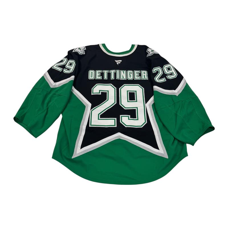 JAKE OETTINGER PLAYOFF GAME WORN '99 ALTERNATE JERSEY BACK VIEW
"OETTINGER" & #29 ON BACK
