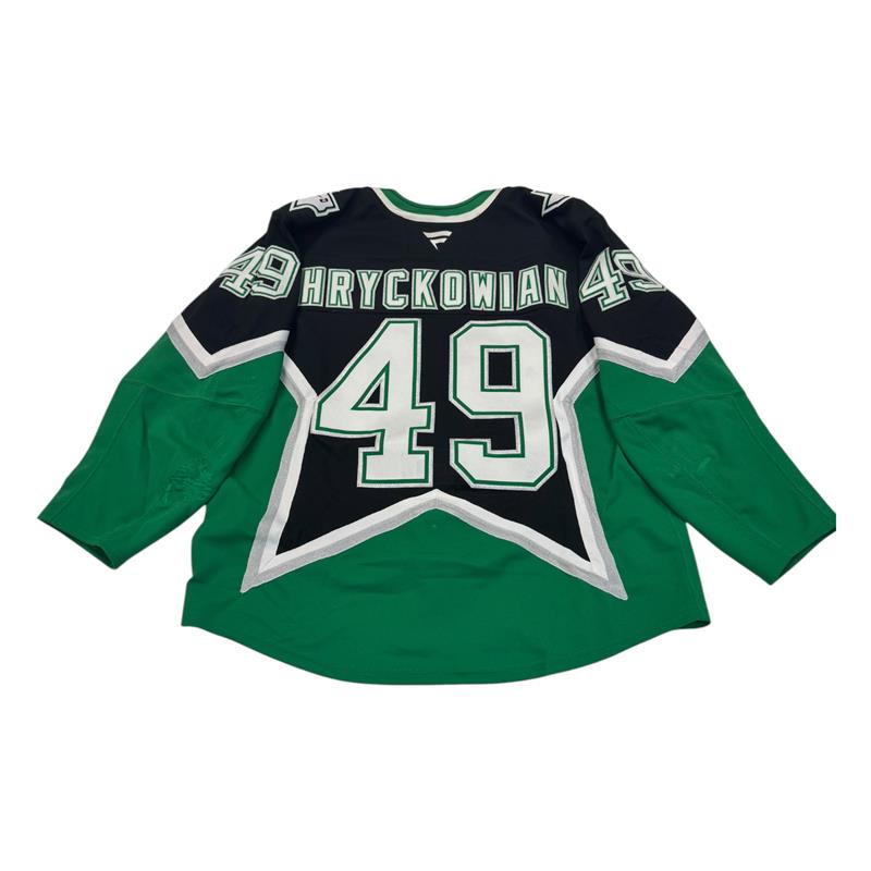 JUSTIN HRYCKOWIAN PLAYOFF GAME WORN '99 ALTERNATE JERSEY BACK VIEW
"HRYCKOWIAN" & #49 ON BACK