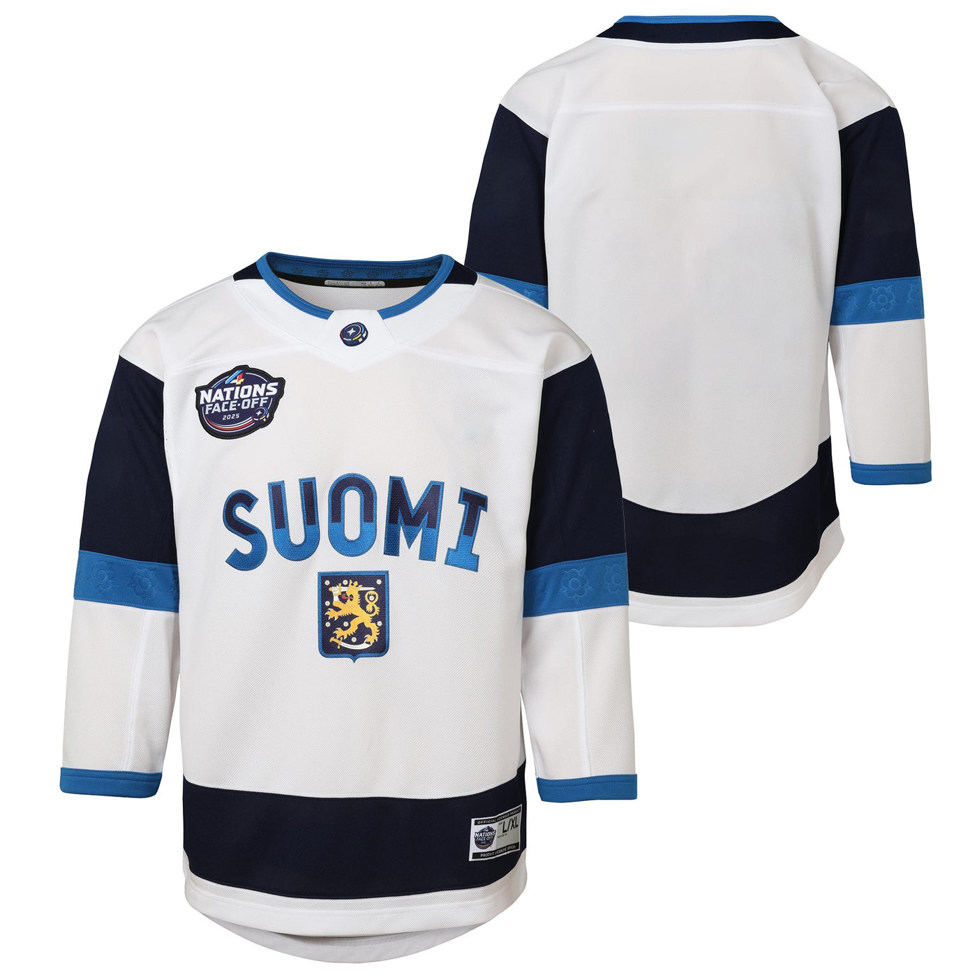 FANATICS OUTERSTUFF YOUTH 4 NATIONS  FINLAND JERSEY - FRONT & BACK VIEW