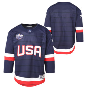 FANATICS OUTERSTUFF YOUTH 4 NATIONS USA JERSEY- FRONT & BACK VIEW