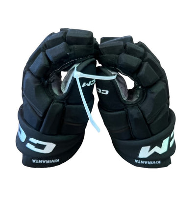 DALLAS STARS 2023 PLAYOFF JOEL KIVIRANTA GAME USED GLOVES - Side view of gloves