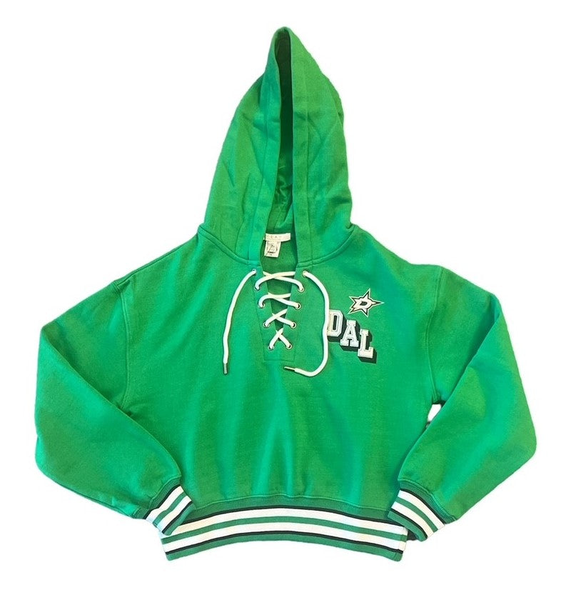 DALLAS STARS WEAR BY ERIN ANDREWS LACE UP HOODY - FRONT VIEW