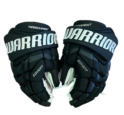 DALLAS STARS 2023 PLAYOFF MASON MARCHMENT GAME USED GLOVES - Front view of gloves