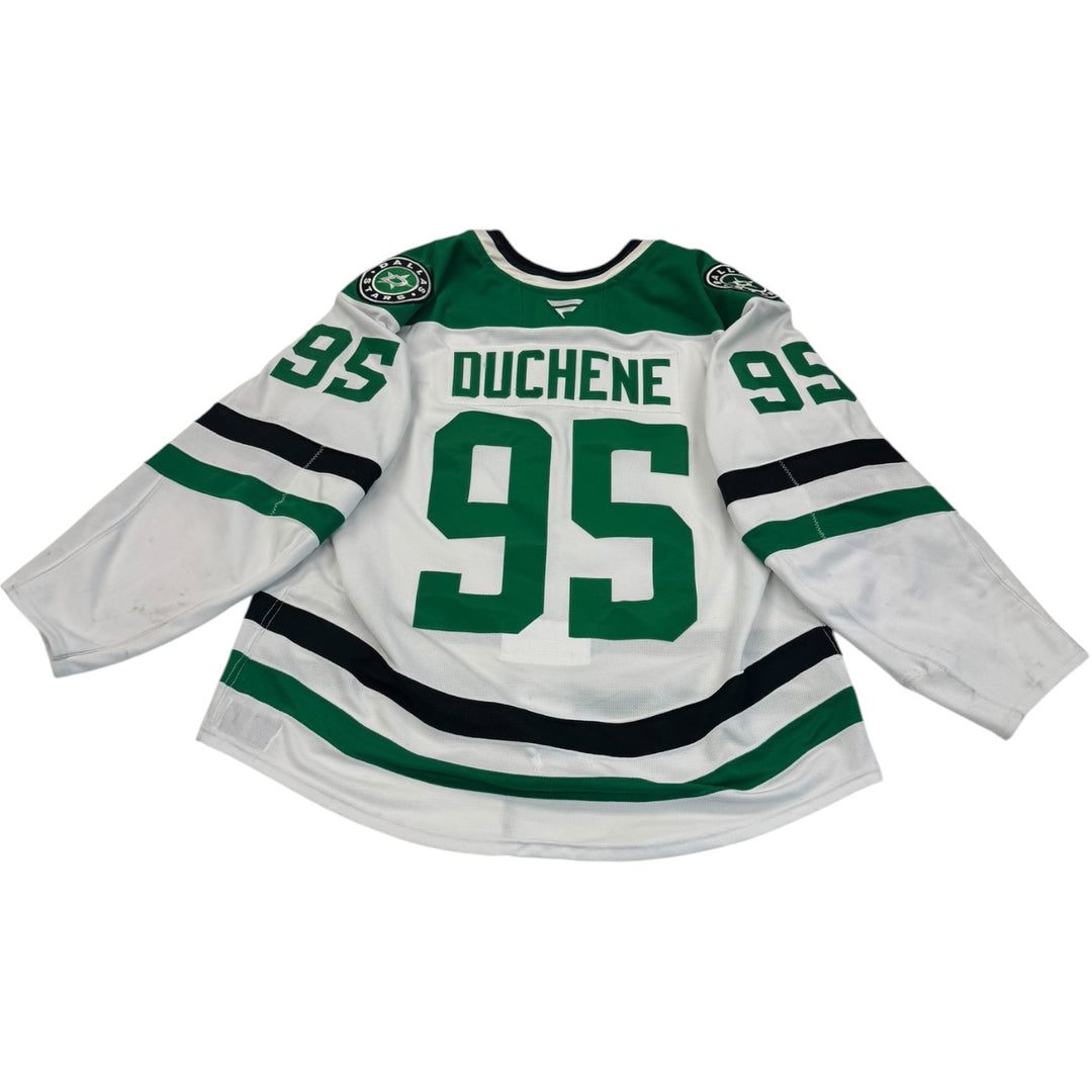 Game worn Dallas Stars away jersey with number 95 and name 'Duchene'. Jersey on a white background