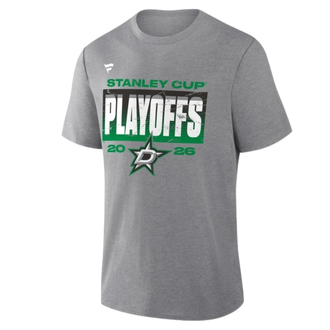 Gray t-shirt with Stanley Cup Playoffs 2026 text and logo on a white background