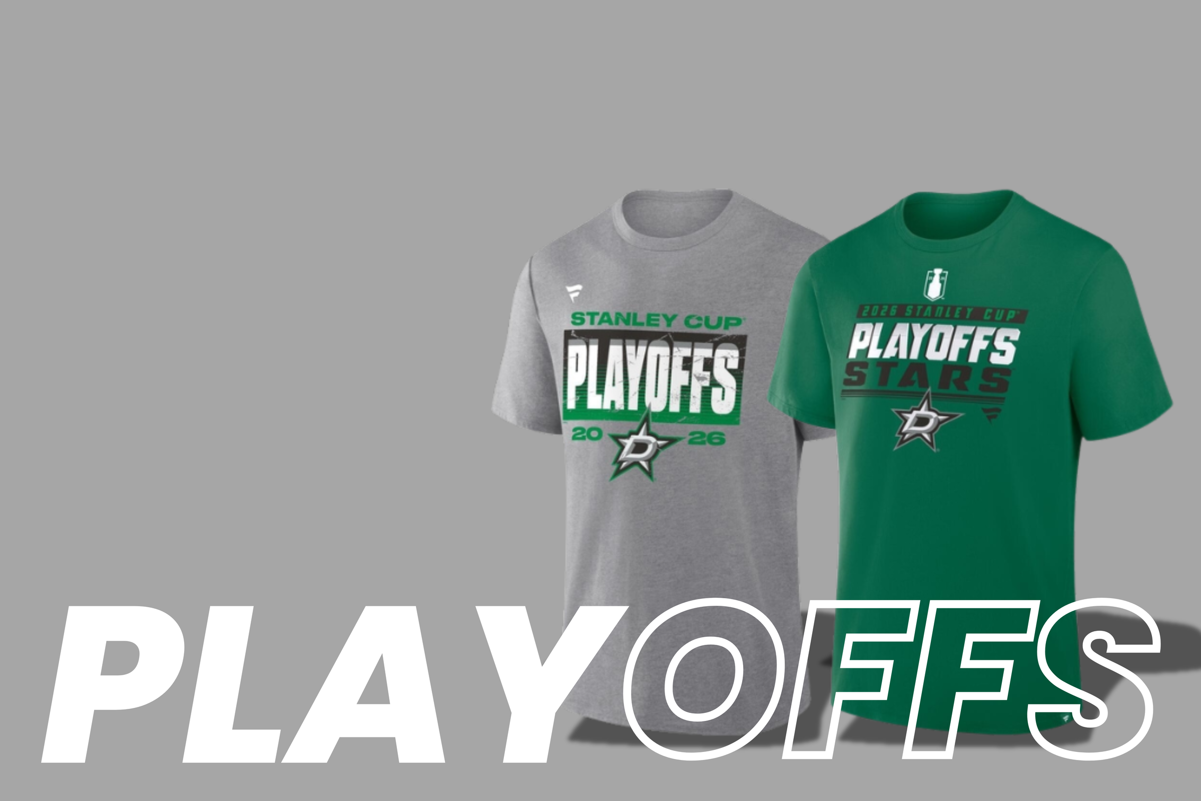 Two t-shirts with sports team branding on a gray background