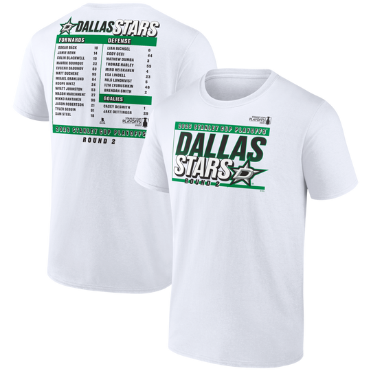 DALLAS STARS FANATICS 2025 ROUND 2 PLAYOFF ROSTER S/S TEE