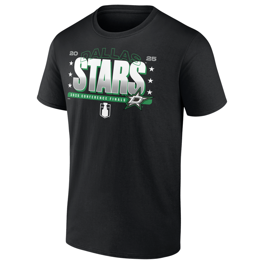 DALLAS STARS FANATICS 2025 WESTERN CONFERENCE FINAL ROSTER TEE -FRONT VIEW