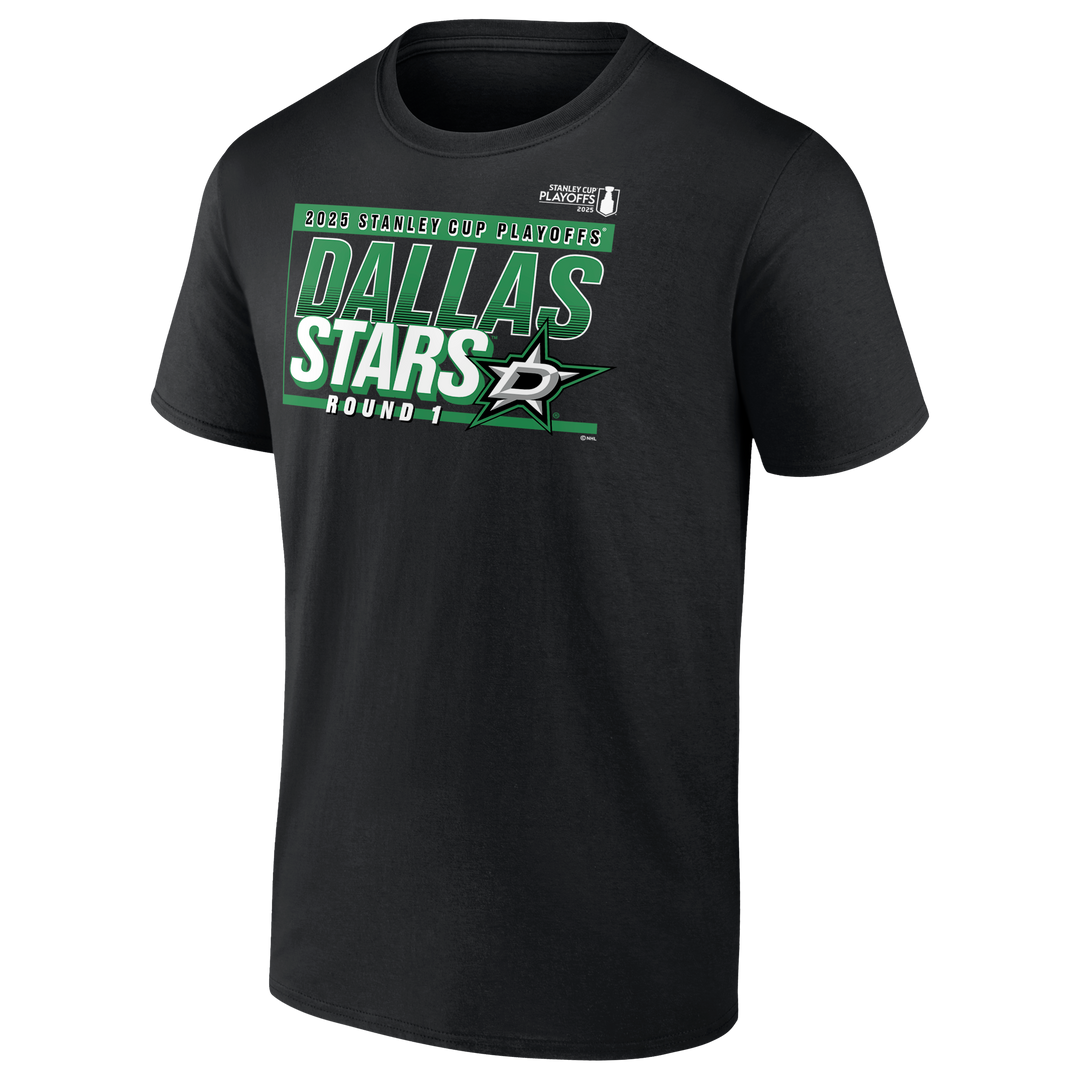 DALLAS STARS FANATICS 2025 ROUND 1 PLAYOFF ROSTER S/S TEE - FRONT VIEW