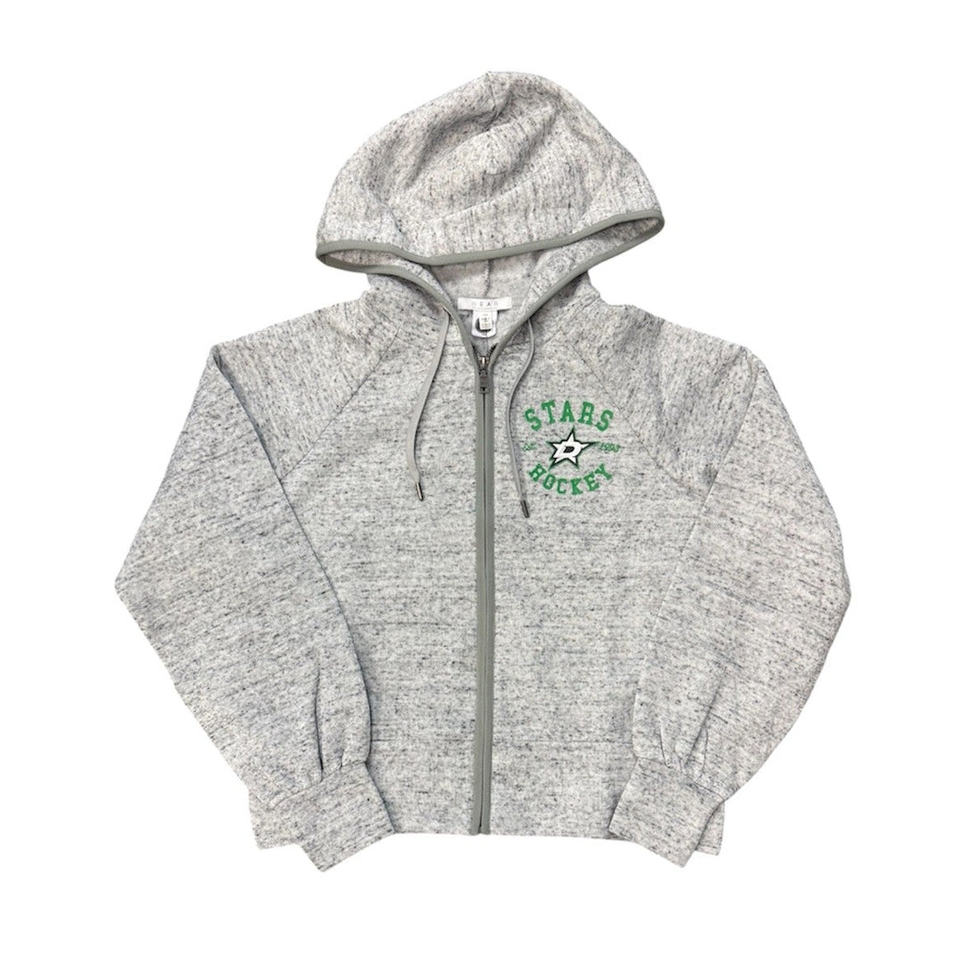 DALLAS STARS WEAR BY ERIN ANDREWS SPECKLED FLEECE FULL ZIP HOODIE - FRONT VIEW