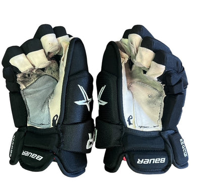 DALLAS STARS 2023 PLAYOFF TYLER SEGUIN GAME USED GLOVES - Palm view of gloves