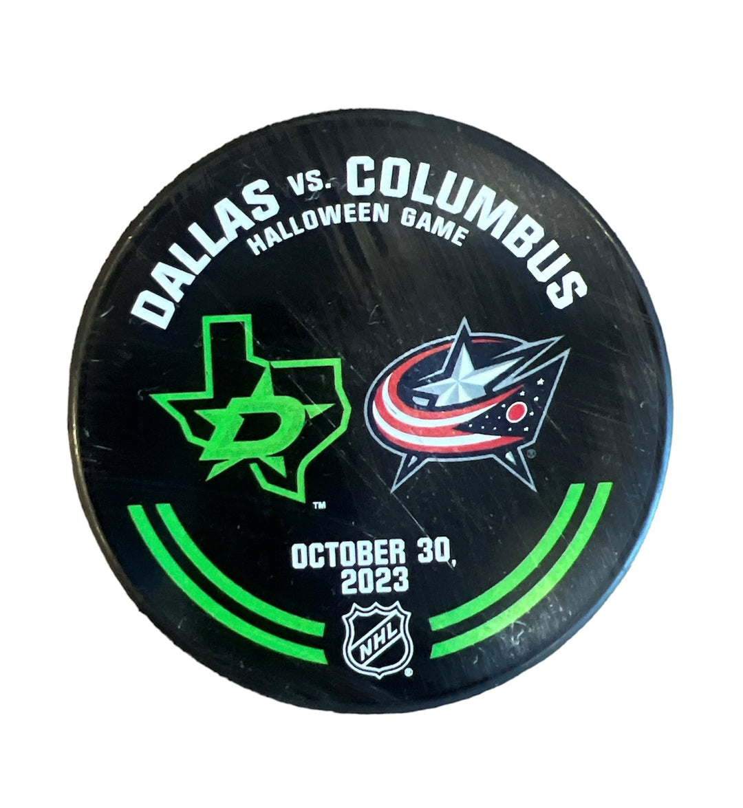 DALLAS STARS OFFICIAL WARM-UP PUCK DALLAS VS COLUMBUS 10/30/2023