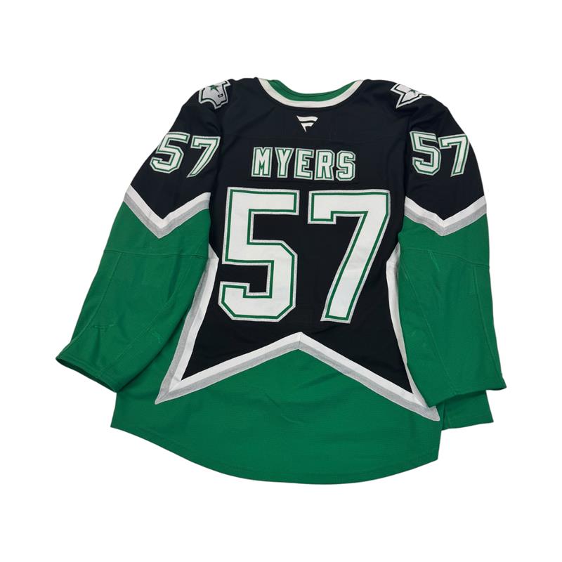 TYLER MYERS PLAYOFF GAME WORN '99 ALTERNATE JERSEY BACK VIEW
"MYERS" #57 ON BACK