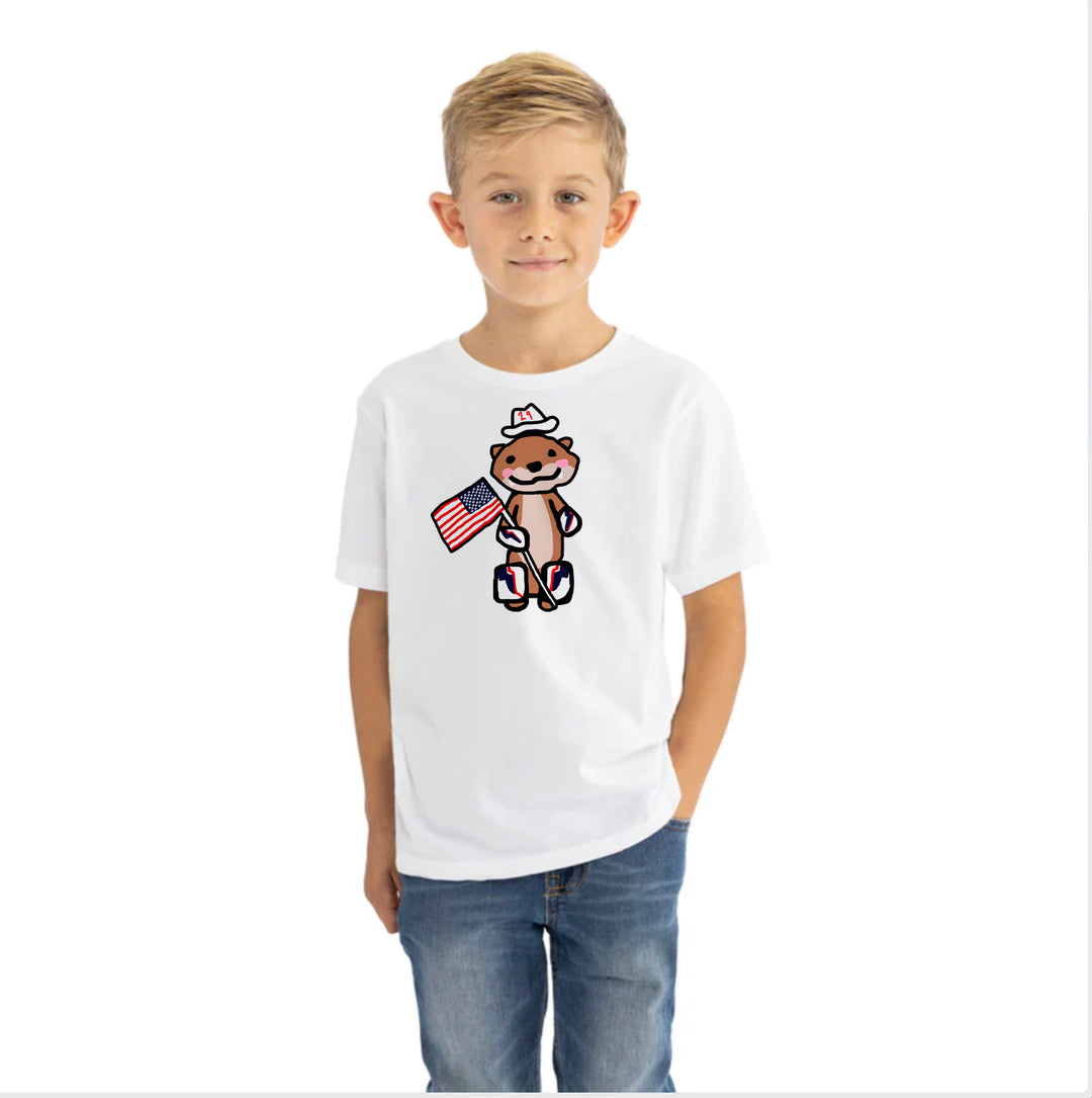 YOUTH PATRIOTIC OTTER GRAPHIC TEE
