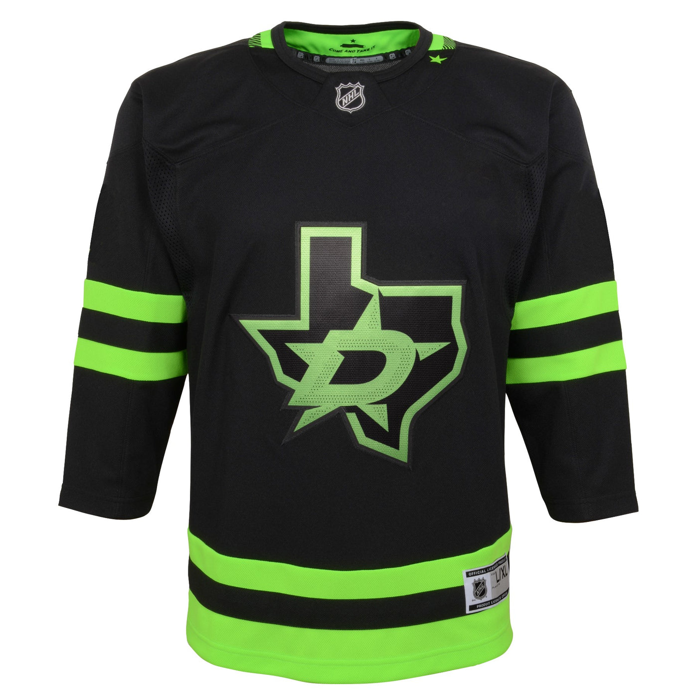 DALLAS STARS OUTERSTUFF YOUTH BLACKOUT 3RD PREMIER JERSEY - FRONT VIEW