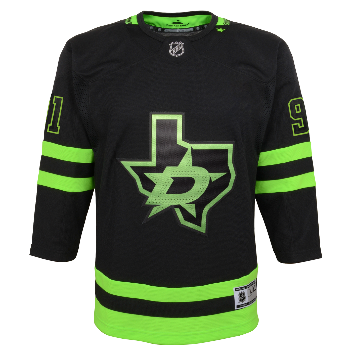 DALLAS STARS OUTERSTUFF YOUTH BLACKOUT TYLER SEGUIN 3RD PREMIER JERSEY - FRONT VIEW