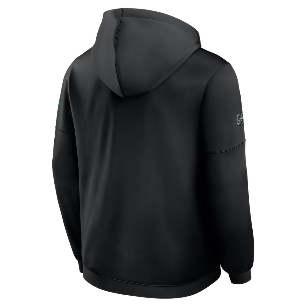 Black pullover hoodie shown from the back, featuring a small nhl logo on the left sleeve, set against a plain white background.