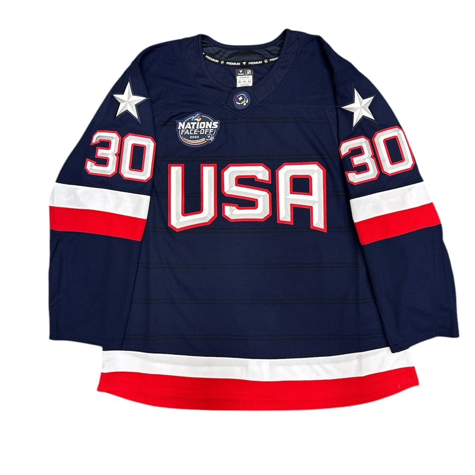 FANATICS PREMIUM 4 NATIONS JAKE OETTINGER USA JERSEY - FRONT VIEW 