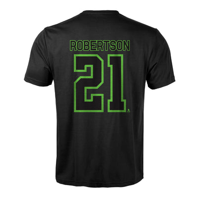 Dallas Stars Levelwear Jason Robertson Texas Hockey Name & Number Tee in Black - Back View