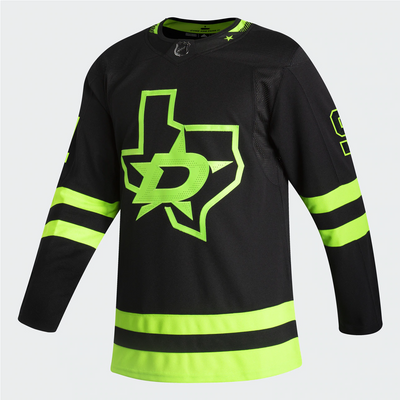 Dallas Stars Blackout 3rd Tyler Seguin Authentic Pro Jersey in Black Nad Green - Front View