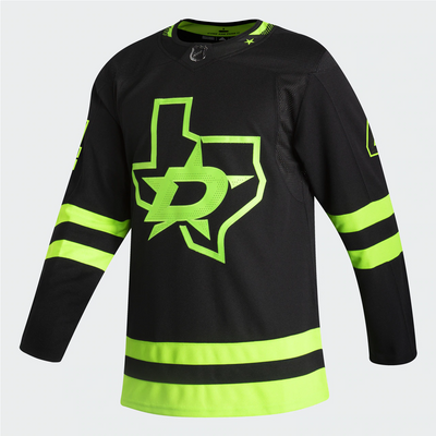 Dallas Stars Adidas Blackout 3rd Miro Heiskanen Authentic Pro Jersey in Black and Green - Front View