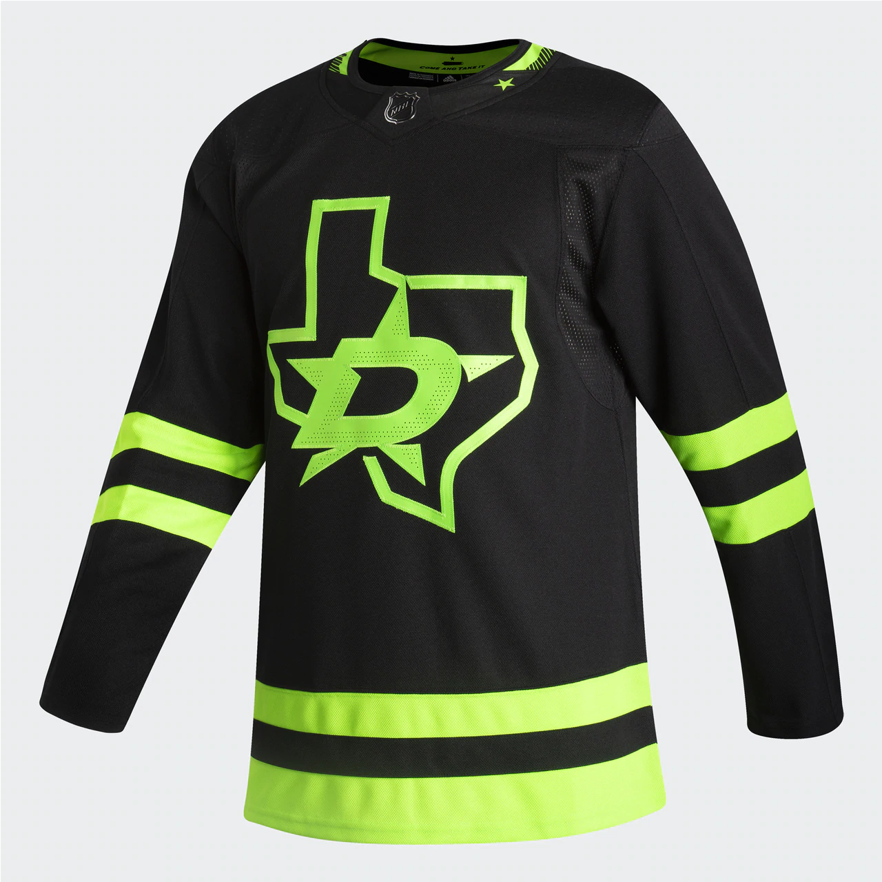 Dallas Stars Adidas Blackout 3rd Authentic Pro Jersey in Black and Green - Front View