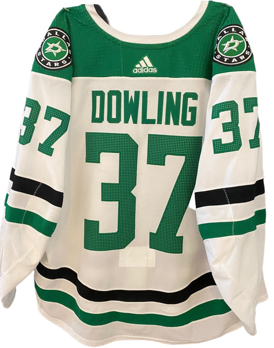 Justin Dowling Game Worn Away Jersey - Set 2 in Green and White - Back View