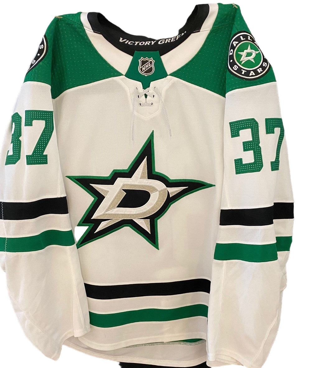Justin Dowling Game Worn Away Jersey - Set 2 in Green and White - Front View