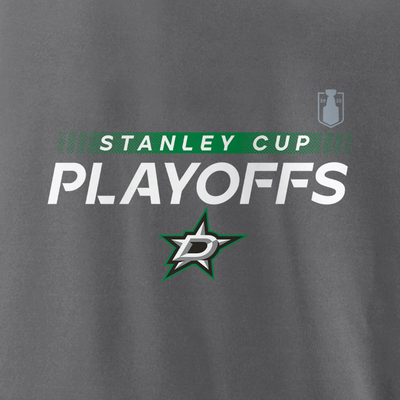 Dallas Stars Fanatics 21-22 Playoffs Ap Hoody in Gray - Logo Close Up