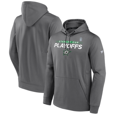 Dallas Stars Fanatics 21-22 Playoffs Ap Hoody in Gray - Front and Back View