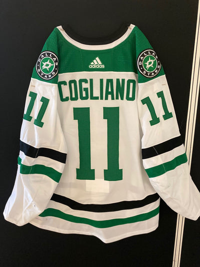 Andrew Cogliano 20/21 Away Set 1 Game Worn Jersey in Green and White - Back View