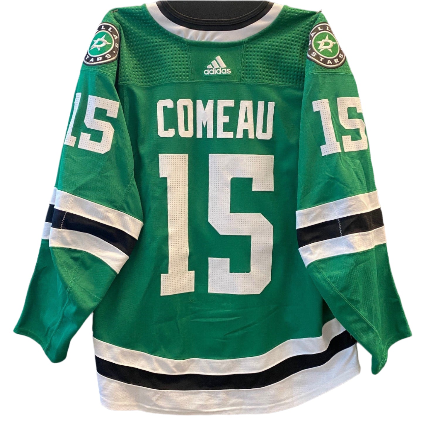 Photo of Dallas Stars #15 Comeau Home Game Worn Jersey - Back View