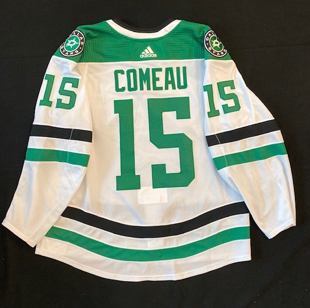 Blake Comeau 20/21 Away Set 3 Game Worn Jersey in Green and White - Back View